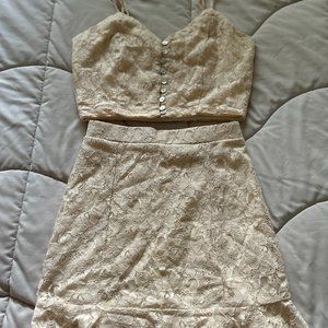 Fashion Nova, XS, Nude/Natural, 2-piece Mini-Skirt Set